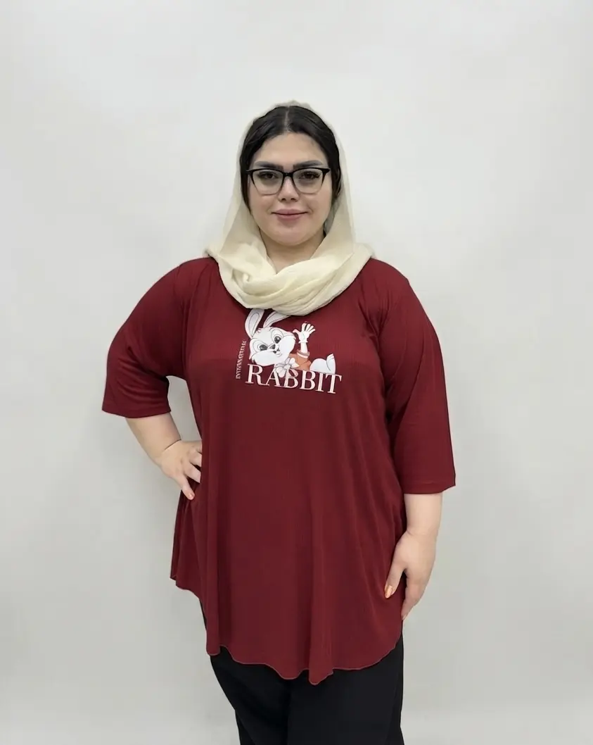 تیشرت تونیک زنانه سایز بزرگ طرح خرگوش RABBIT